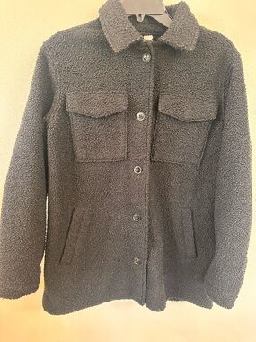 H&M Dark Gray Teddy Sherpa Button Jacket